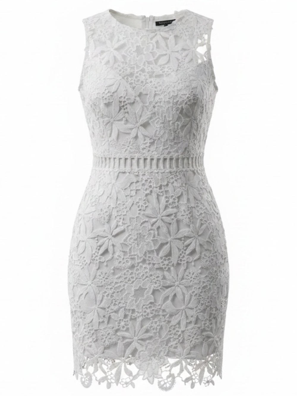 MAIN STRIP Crochet Lace Overlay Sleeveless Bodycon Mini Dress White SZ LG